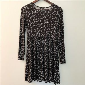 Rue21 Long Sleeve Black Floral Mini Dress Medium